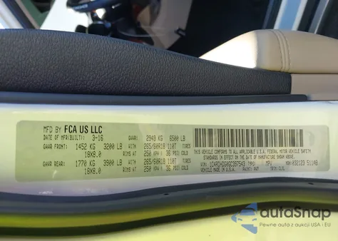 2016 Dodge Durango Limited z USA, uszkodzony, nr VIN 1C4RDHDG0GC397543